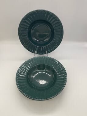 Citrus Grove Teal Blue Set of 2 Soup Bowls 8.5"